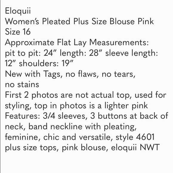 Eloquii Women’s Pleated Top Blouse Pink Sz 16 - Picture 12 of 12
